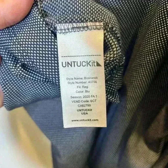 UNTUCKit Polo Shirt Mens XL Large blue Boscarelli Long Sleeve Stretch - Picture 5 of 5